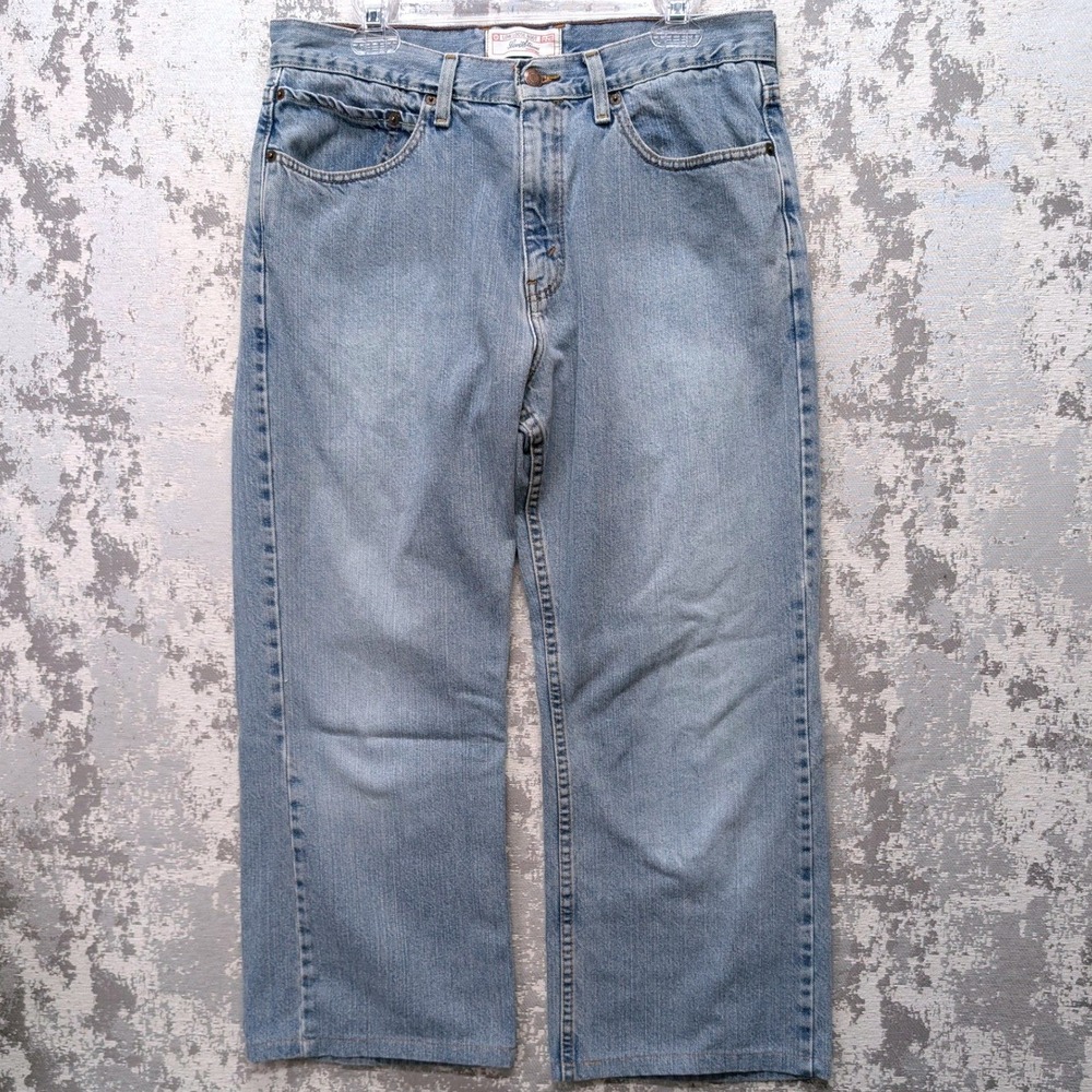 Levi Strauss Signature Mens Low Loose Bootcut Wider Leg Jeans Light Wash W34 L27